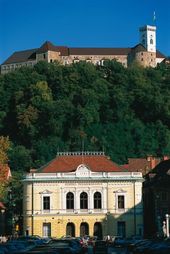 Slovene Philharmonic Building and Ljubljana Castle