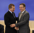 Slovenski in avstrijski minister za notranje zadeve Dragutin Mate in Günther Platter