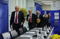 Arrivée à la Conférence de presse (Bajuk, Almunia, McCreevy, Trichet)
