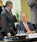 Vice-chancelier fédéral autrichien et ministre fédéral des Finances Wilhelm Molterer, avec le ministre allemand des Finances Peer Steinbrück