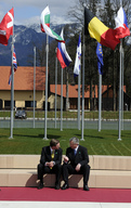 Finnish Minister of Finance Jyrki Katainen and President of the Eurogroup Jean-Claude Juncker