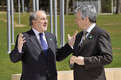 Španski minister za finance Pedro Solbes Mira in belgijski minister za finance Didier Reynders