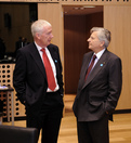 Gouverneur danois Nils Bernstein et le président de la Banque centrale européenne Jean-Claude Trichet