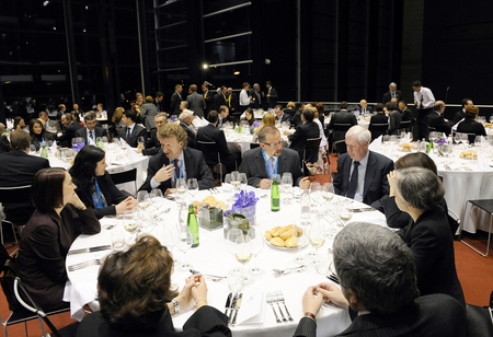 Delegates talk before dinner (National Gallery, Ljubljana)