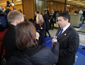 German Federal Minister for the Environment  Sigmar Gabriel talking to the Press at the entrance of the Brdo Congress Centre