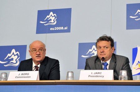 Conférence de presse : Commissaire européen chargé de la pêche et des affaires maritimes Joe Borg et Iztok Jarc, ministre slovène de l'Agriculture, des Forêts et de l'Alimentation