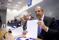Ruski zunanji minister Sergej Lavrov pred začetkom srečanja med Trojko EU in Rusko Federacijo
