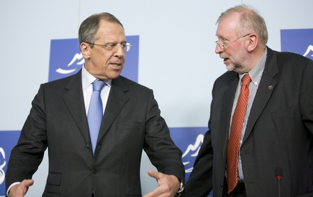 Sergei Lavrov and Slovenian Minister of Foreign Affairs and President of the Council Dimitrij Rupel prior to the start of the meeting