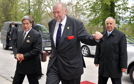 Arrivée du ministre des Affaires étrangères de la Nouvelle-Zélande, Winston Peters et du ministre slovène Dimitrij Rupel