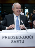 Slovenian Finance Minister Andrej Bajuk prior to the start of the Ecofin council meeting in Bruxelles.