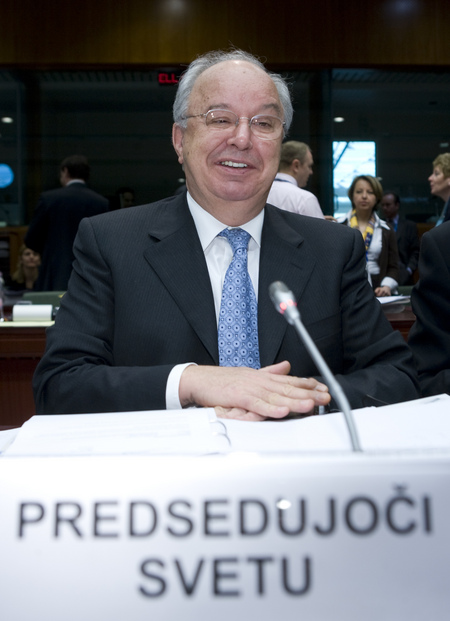 Slovenian Finance Minister Andrej Bajuk prior to the start of the Ecofin council meeting in Bruxelles.