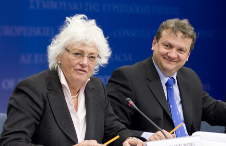 EU Agriculture Commissioner Mariann FISCHER Boel and Slovenian Minister of Agriculture, Forestry and Food, President of the Council Iztok Jarc