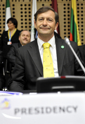 Slovenian minister of defence Karl Erjavec at a working session (Brdo Congress Centre)