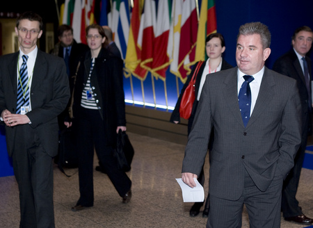 Arrival of the Slovenian minister of the economy Andrej Vizjak to the Council of the EU