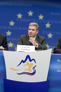 Slovenian minister of economy Andrej Vizjak at a press conference