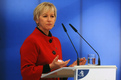 Podpredsednica Evropske komisije Margot Wallström na novinarski konferenci