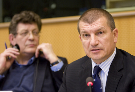 Slovenian Minister of Internal Affairs Dragutin Mate in front of the LIBE committee of the European Parliament