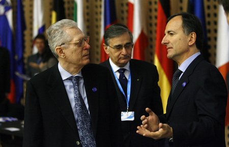 Minister za pravosodje Lovro Šturm, vodja kabineta ministra Janko Koren in evropski komisar Franco Frattini