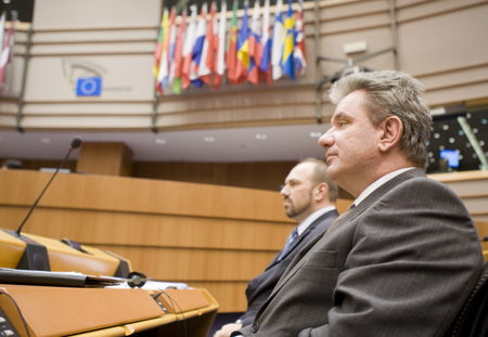 Minister of Economy Andrej Vizjak at the plenary session of the European Parliament in Brussels