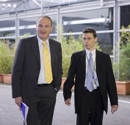 Slovenian Minister for the Environment and Spatial Planning, Janez Podobnik and Dragan Barbutovski, Spokesperson of the Slovenian Presidency, arriving to the Environment Council meeting