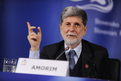 Brazilian Minister of External Relations Celso Amorim at the press conference