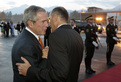 A kind greeting between President Bush and Prime Minister Janša