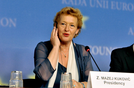 Slovenian Minister of Health Zofija Mazej Kukovič at the press conference