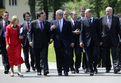 Benita Ferrero-Waldner, Jose Manuel Barroso, George W. Bush, Javier Solana, Janez Janša and Dimitrij Rupel on the way to Brdo Congress Centre