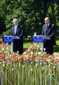 Président américain George W. Bush et Premier ministre slovène Janez Janša lors la conférence de presse