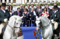 Participants of the EU - USA Summit attending the Lipizzaner riding school programme