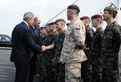 Rencontre du Président des Etats-Unis George W. Bush et du Premier ministre de la Republique de Slovénie, président du Conseil européen Janez Janša avec les membres des forces armées slovènes qui ont participé aux missions internationales