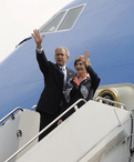 President of the United States and the First Lady embarking on Air Force One