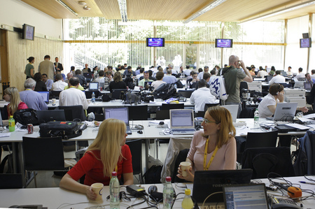 L'ambiance dans le centre de presse