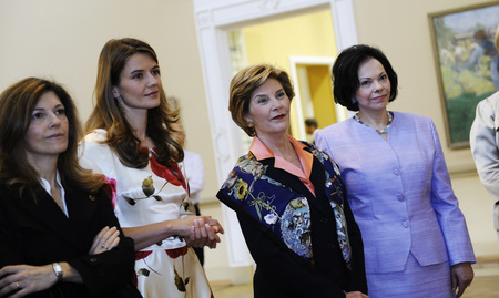 Margarida Sousa Uva Barroso, Spouse of the President of the European Comission, Urška Bačovnik, fiancée of the Prime Minister of the Republic of Slovenia, Laura Bush, Spouse of the President of the United States of America, and Barbara Miklič Türk, Spouse of the President of the Republic of Slovenia