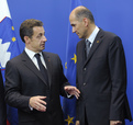 Francoski predsednik Nicolas Sarkozy in slovenski predsednik vlade Janez Janša