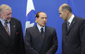 Ministre slovène des Affaires étrangères Dimitrij Rupel, Premier ministre italien Silvio Berlusconi et Premier ministre slovène Janez Janša