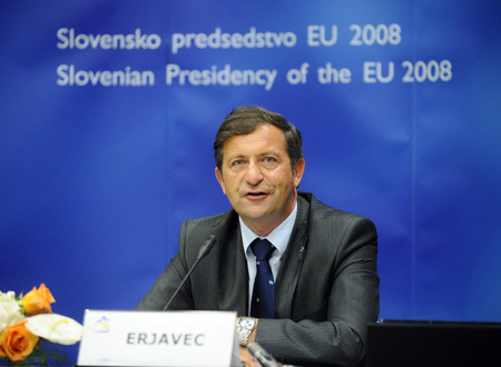 Karl Erjavec at the press conference