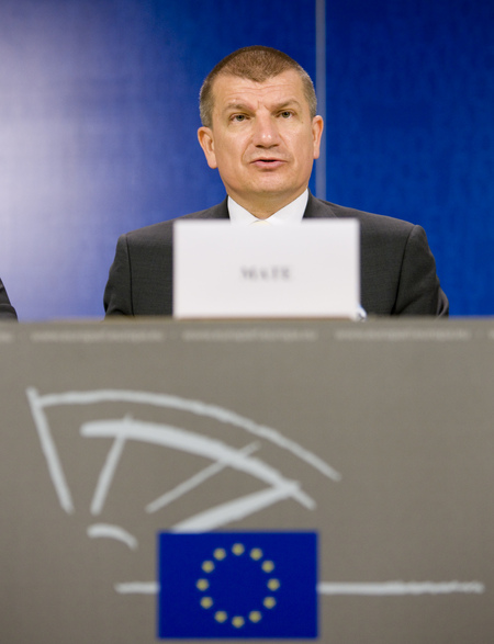 Slovenian Minister of the Interior Dragutin Mate at the Press Conference after the presentation of the achievements of the Slovenian Presidency of the Council in the area of home affairs at the meeting of the European Parliament's LIBE Committee