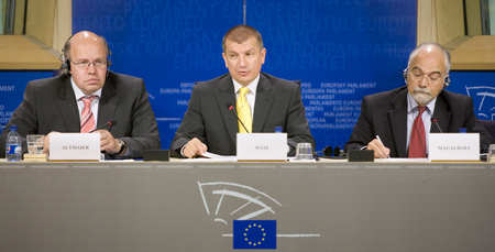 Altmaier, Mate and Magalhães presenting the Trio's achievements in the area of justice and home affairs