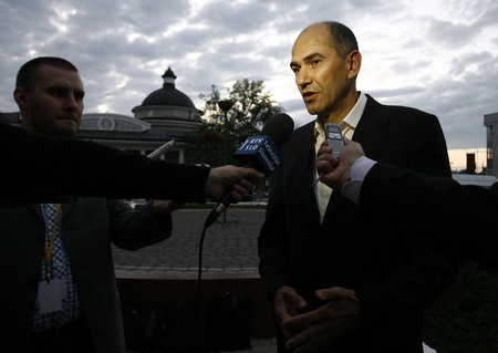 Slovenian Prime Minister Janez Janša in the media spotlight