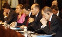 EU Commissioner for External Relations Benita Ferrero-Waldner, President of the European Commission José Manuel Barroso, Prime Minister of the Republic of Slovenia and President of the European Council, Janez Janša, and High Representative for the CFSP Javier Solana