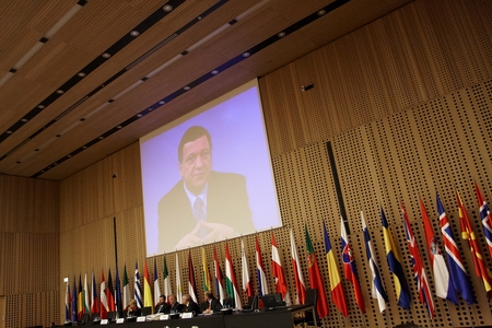 Video conference of the president of European Commission Jose Manuel Barroso