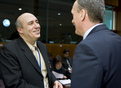 Bulgarian state secretary Evtim Kostadinov Kostadinov and Slovenian Minister Janez Podobnik before the meeting