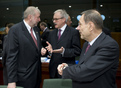 Le ministre slovène des Affaires étrangères Dimitrij Rupel, Günter Gloser, ministre d’Etat chargé de l’Europe au ministère des affaires. étrangères allemand et le Haut Représentant de la politique étrangère et de sécurité commune, M. Javier Solana