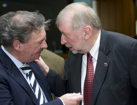 Jean Asselborn, le ministre luxembourgois des Affaires étrangères avec le ministre slovène Dimitrij Rupel