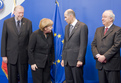 Slovenian Minister of Foreign Affairs Dimitrij Rupel, German Chancellor Angela Merkel, Slovenian PM Janez Janša and Slovenian Minister of Finance Andrej Bajuk