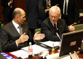 Le premier ministre slovène, président du Conseil européen Janez Janša et le président du Parlement européen Hans-Gert Poettering