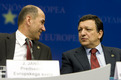 Slovenski predsednik vlade Janez Janša in predsednik Evropske komisije Jose Manuel Barroso na novinarski konferenci