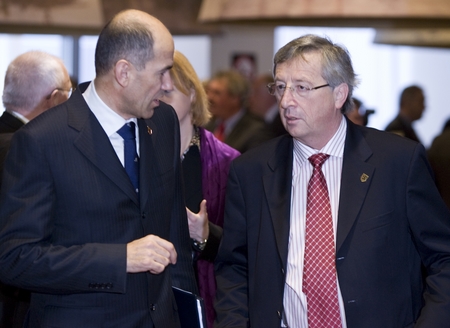 Slovenian Prime Minister Janez Janša and Jean-Claude Juncker, Prime Minister of Luxembourg