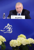 Minister Rupel at the press conference
